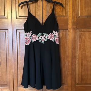 Black floral skater dress